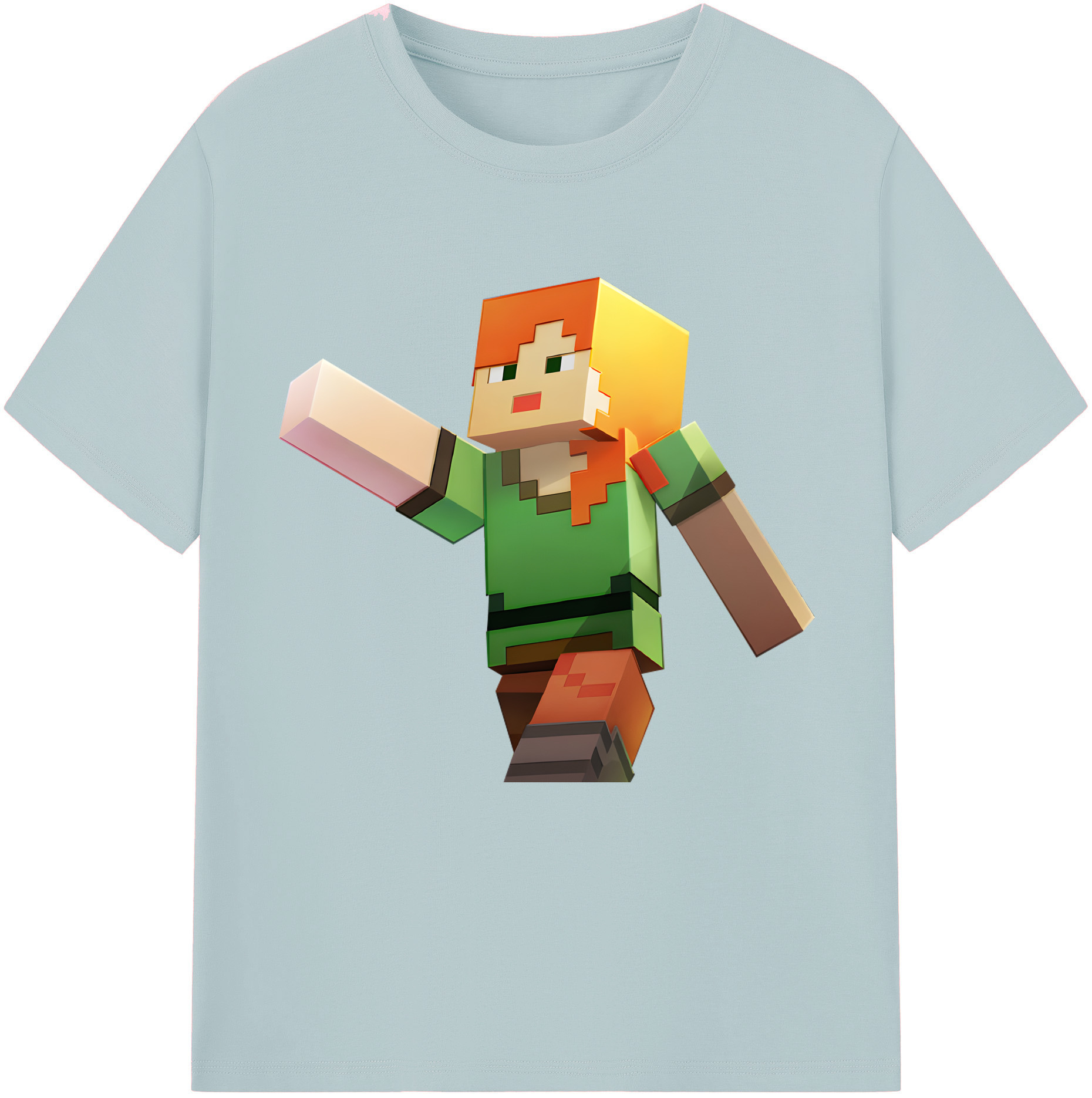 （画像用） マインクラフト ブロックの世界 Minecraft MC Block world 綿100％半袖Tシャツ（フロントプリント）